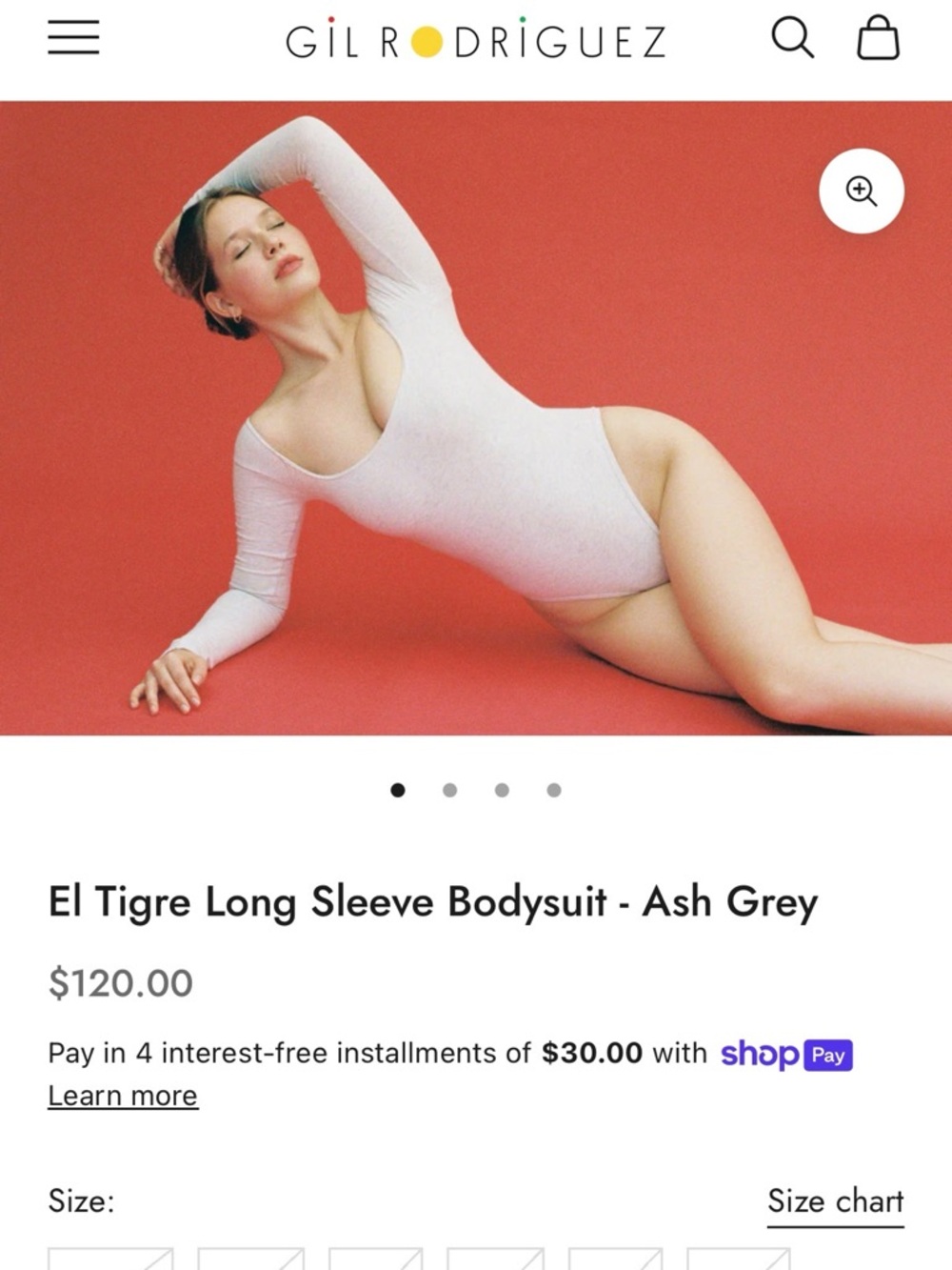 Gigi Rodriguez Heather Light Gray Long-Sleeve Scoop Neck Bodysuit